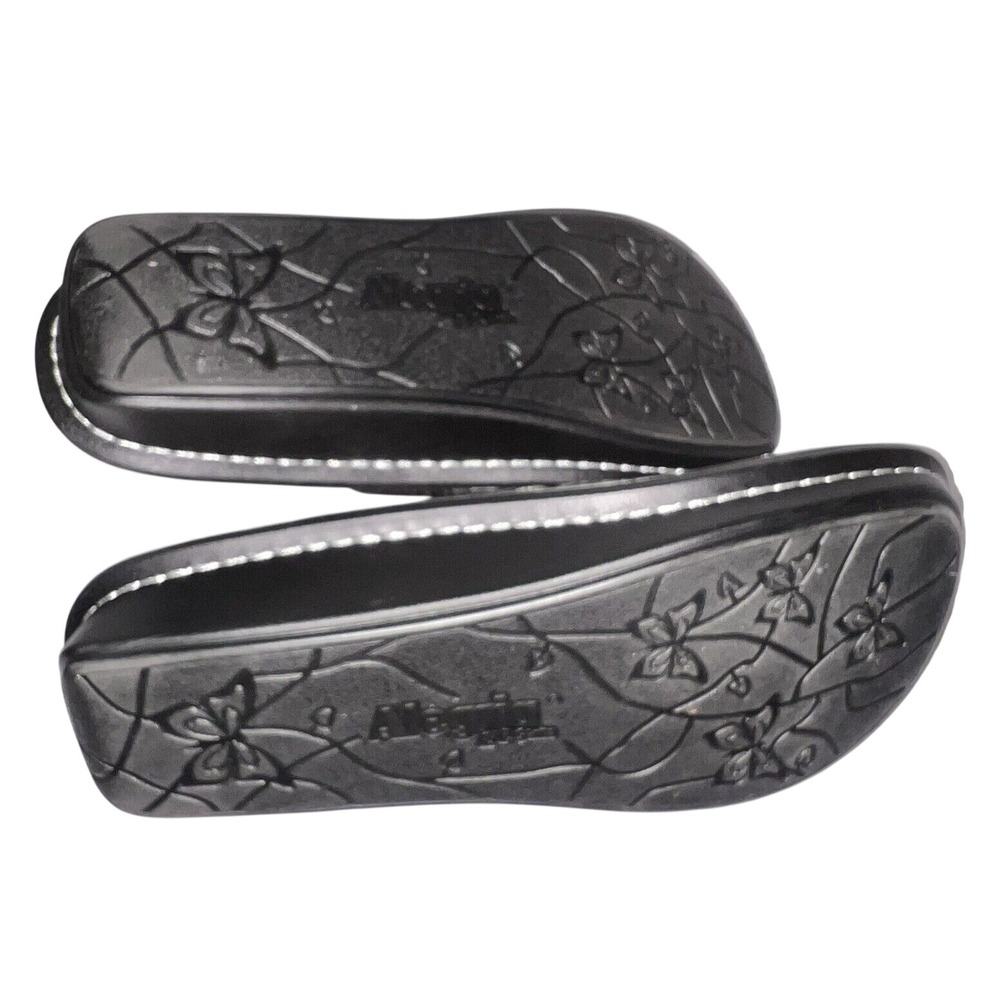 Alegria PG Lite Womens 7-7.5/37 Metallic Silver Black Slide Sandals Rocker Sole - Picture 10 of 10